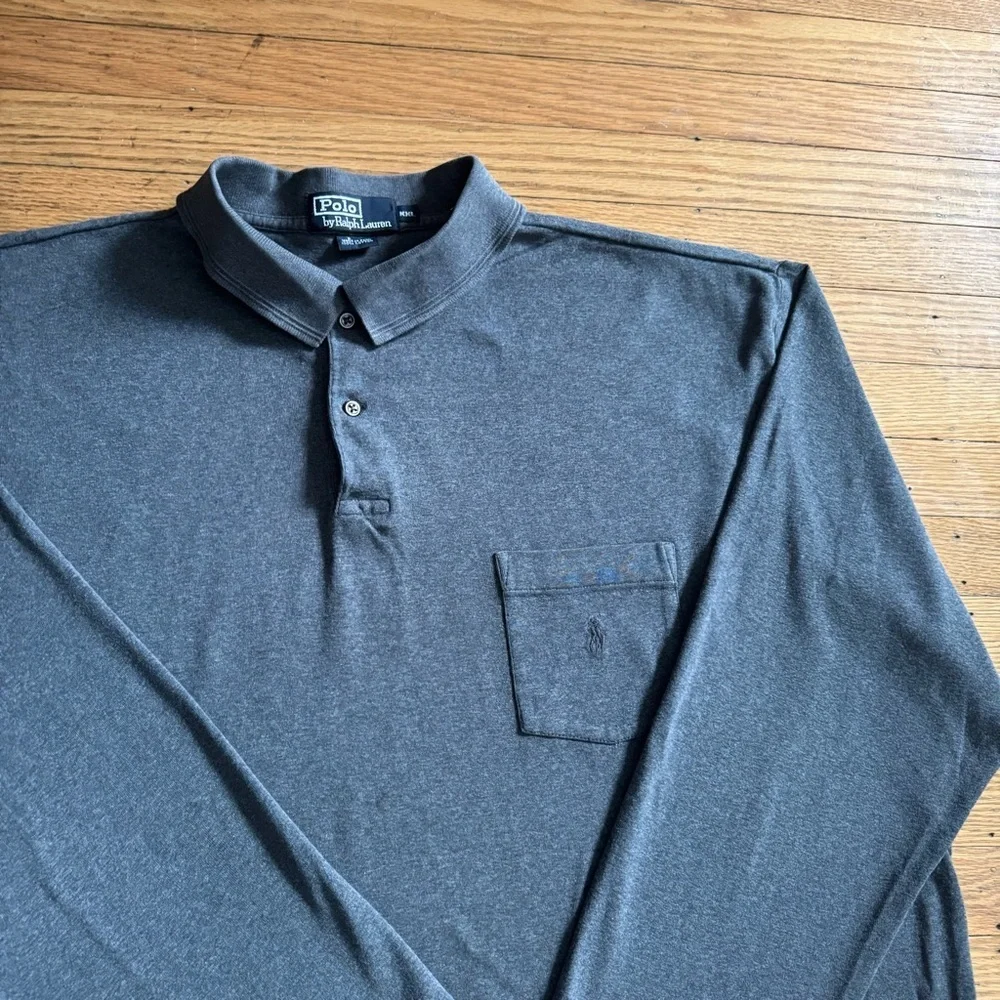 Ralph Lauren Charcoal Polo Long Sleeve 3 Button-Up Collared Shirt Size XXL